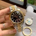 Upgraded Rolex Datejust 40 Watch Two Tone Jubilee Black Dial